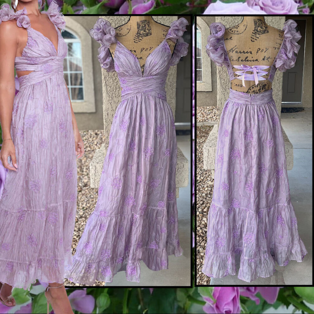 Petal & Pup Lilac Embroidery Harmony Maxi Dress Size S SOLD-OUT